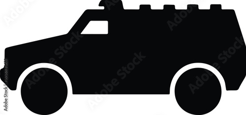 Vector Illustrator Armored Car Police Vehicle Design Silhouette
