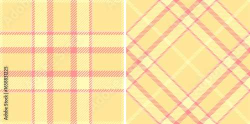 Fabric textile tartan of background pattern check with a vector texture plaid seamless. Set in happy colors for scrapbook layout ideas.