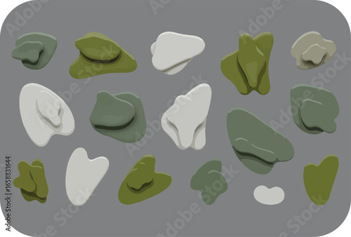 A collection of natural jade gua sha tools and facial rollers arranged on a neutral gray background for skincare and beauty routines