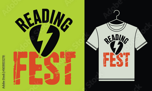 Reading Fest T-Shirt Design with Lightning Bolt Graphic for Book Lovers and Literary Events