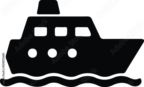 Vector Illustrator Simple black and white ship cruise Silhouette