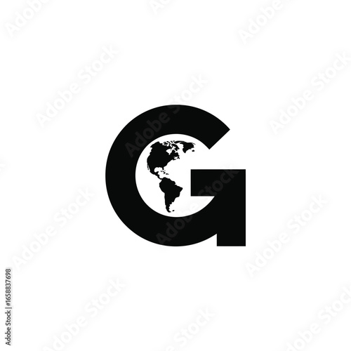 Abstract G letter with globe icon for global business or world communication concept representing international connections and worldwide network with modern minimalist design