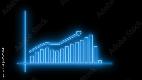 Wallpaper Mural Neon Business Chart Animation with Glowing Data Bars, Neon Bar Chart with Upward Arrow Torontodigital.ca