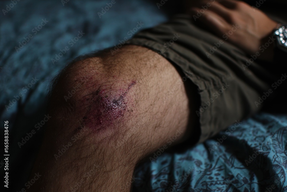 Fototapeta premium Leg injury from incident