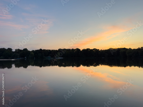 Wallpaper Mural sunset over the schwanenteich pond in Zwickau, east germany Torontodigital.ca