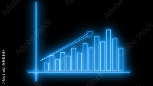 Wallpaper Mural Neon Bar Chart with Upward Trend Animation, Neon Business Analytics Animation with Bar Graph Report Torontodigital.ca