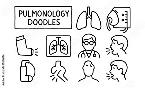 Pulmonology doodles: respiratory health in simple line art