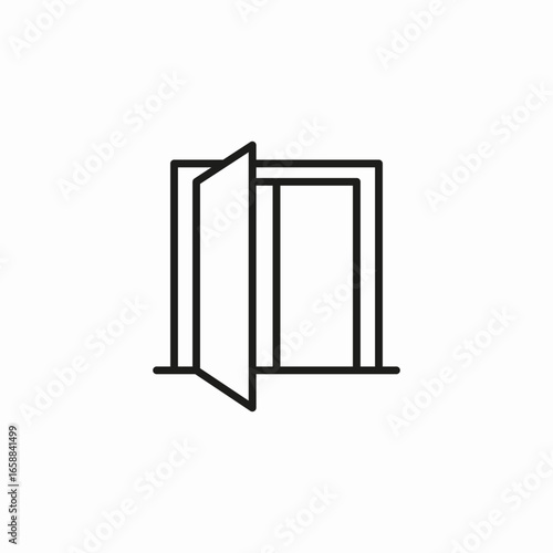 double door inside open icon sign vector
