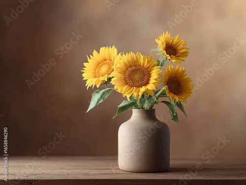 Wallpaper Mural Bright sunflowers in a rustic vase evoke warmth and joy. Perfect for conveying positivity, nature, and home decor. Use for greeting cards, website headers, or editorial content. Torontodigital.ca