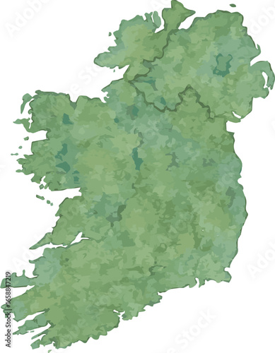 Watercolor vector illustration of a map of Ireland