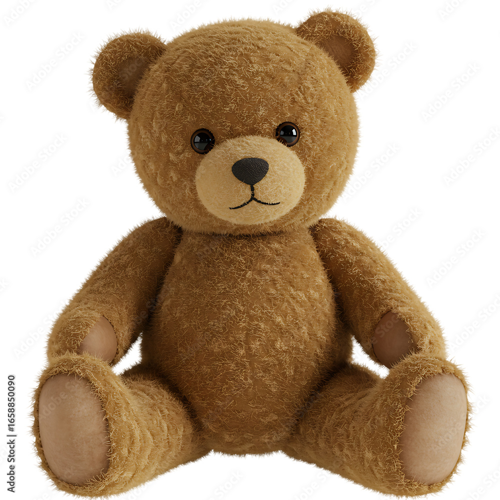 Obraz premium Cute teddy bear plush toy on Isolated Transparent Background