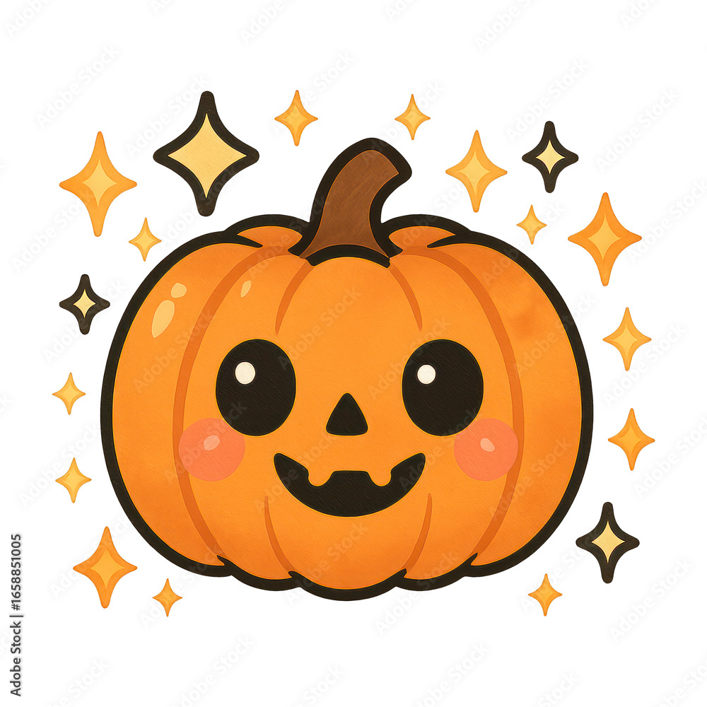 Fototapeta premium PNG Cute pumpkin with sparkling stars.