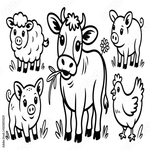 set of cartoon animals