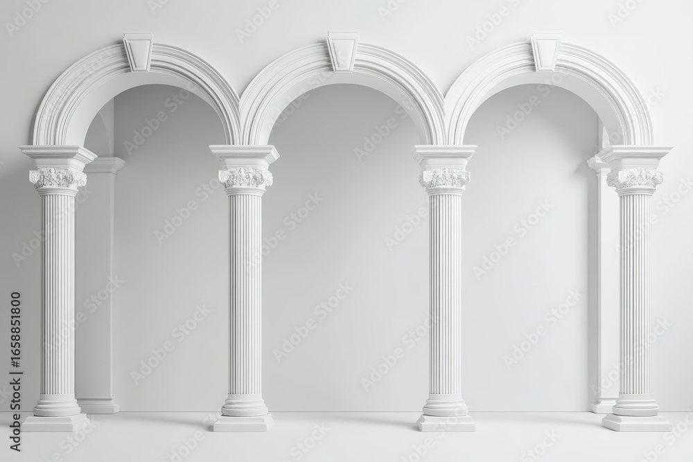Naklejka premium colonnade arch classical architecture 3d rendering white 