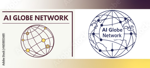 AI Globe Network technology illustration with global connections, world communication, digital link and futuristic artificial intelligence design