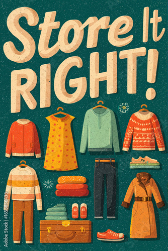 Wallpaper Mural Store it right with colorful clothing and accessories on teal background
 Torontodigital.ca