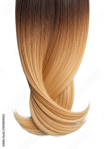 Wallpaper Mural Healthy, silky human hair with subtle multi-tonal ombre (dark brown, caramel, light blonde) on clean transparent. Studio macro close-up, sharp focus, soft lighting, hair product concept. Torontodigital.ca