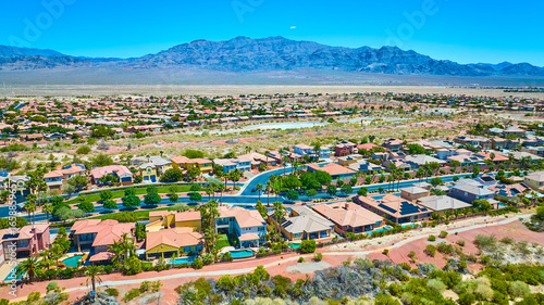 Εκτύπωση καμβά Aerial Residential Neighborhood Las Vegas Desert Mountain View