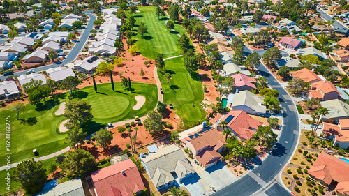 Photography Aerial Golf Course and Residential Community in Las Vegas Nevada