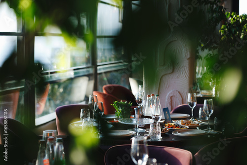 Elegant Restaurant Table Setting with Glassware