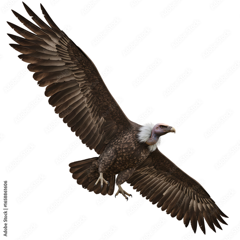Fototapeta premium Large Vulture Flying Bird On Isolated Transparent Background