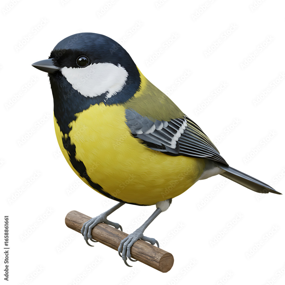 Naklejka premium Cute Garden Bird Sitting on Twig Isolated Transparent Background