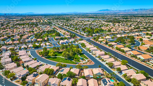 Photography Aerial Residential Neighborhood and Park in Las Vegas Lynbrook Area
