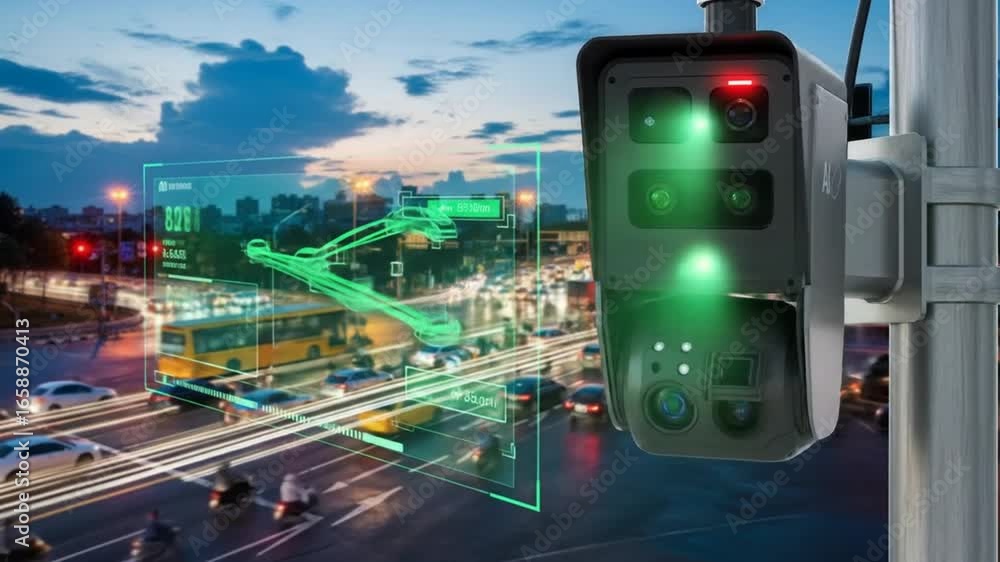 Smart Traffic Monitoring with AI Cameras Stock Video | Adobe Stock