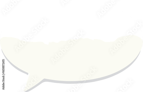An elliptical speech bubble is centrally placed, its soft curves promoting a sense of smooth, flowing conversation. Positioned against the blue