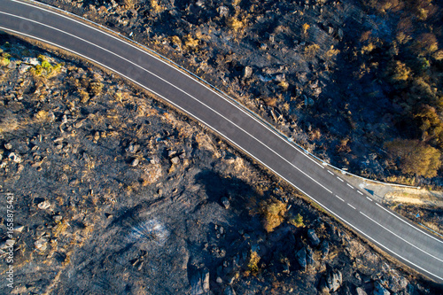 A Diagonal Line of a Road in a Destroyed Environment. Concept A powerful geometric composition.