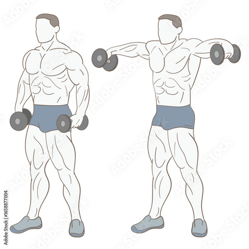 Man doing weights in the gym. Exercising muscles in the gym.