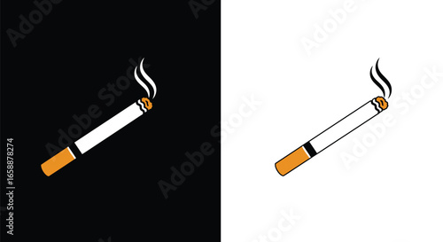 Cigarette Icon Set – Line and Solid Styles