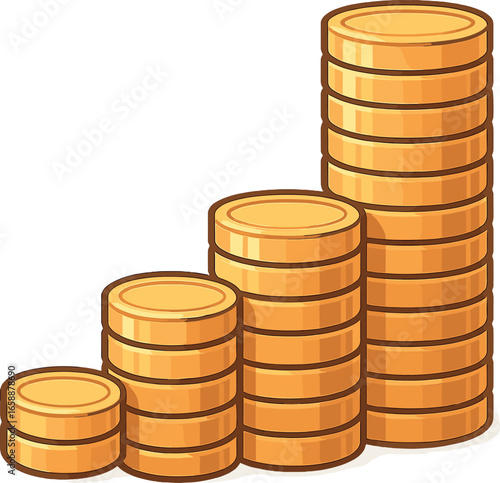 A stack of coins growing into a small tower, symbolizing gradual financial growth. The coins are neatly arranged, with a focus on accumulation and