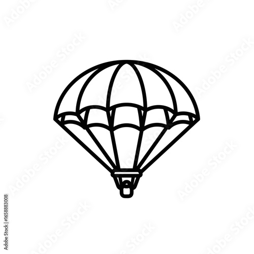Outline illustration of a parachute in simple line art style  