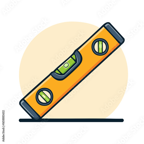 Orange Spirit Level Tool Isolated Flat Cartoon Illustration Tool Repair Equipment