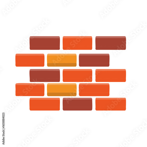 Brick Wall Pattern in Red, Orange, and Brown, Construction Background