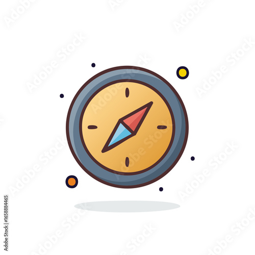 Cartoon Compass: Navigational Tool, Direction Finder, Route Planning, Hiking, Adventure, Exploration, Directional Guidance, Cartography