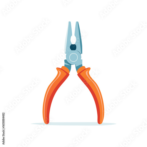 Pliers With Orange Handles, Tool for Gripping and Cutting, Isolated on White
