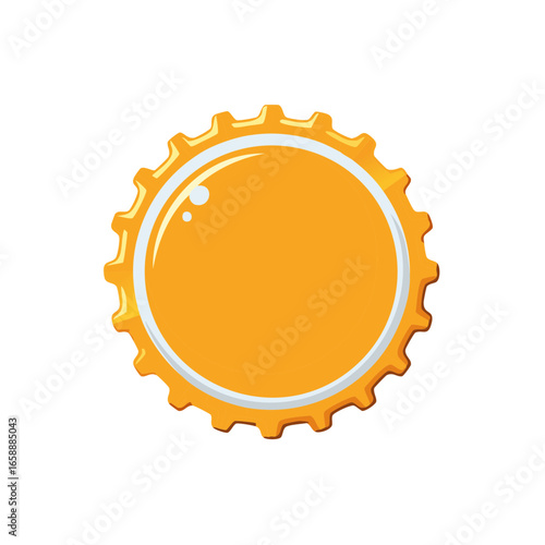 Vibrant Orange Bottle Cap Metal Lid Vector Illustration Close Up