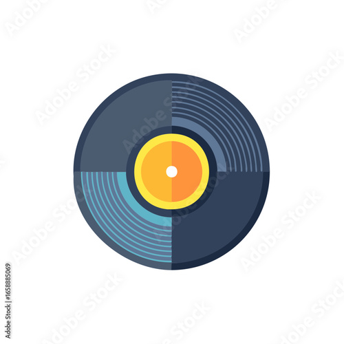 Abstract Vinyl Record Illustration with Grooves and Label for Music and Entertainment Concepts