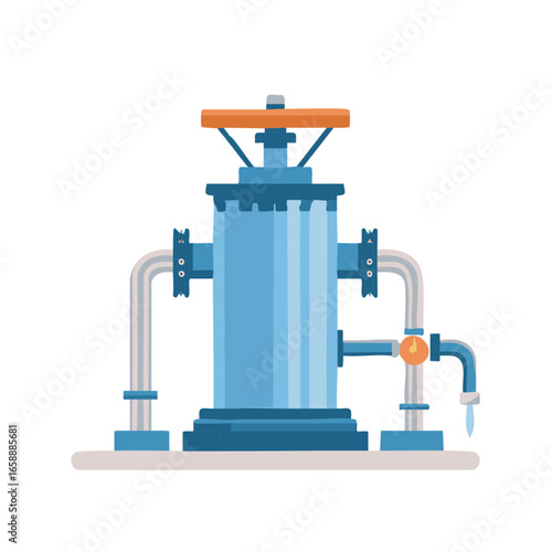 Industrial Water Treatment System with Pipes and Valve for Purification Process
