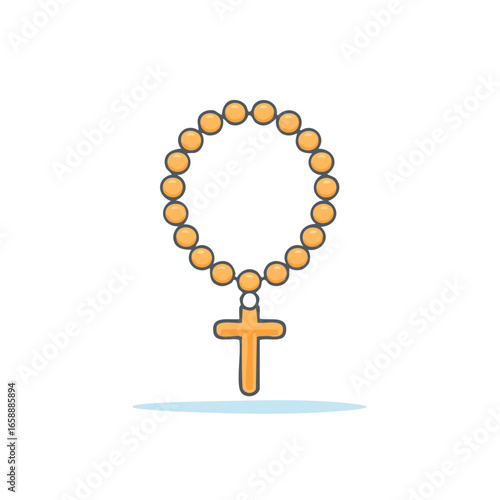Vector Illustration of Prayer Beads with Cross Charm for Spiritual Guidance