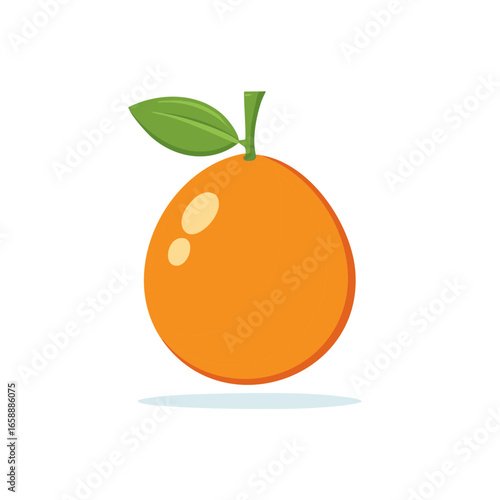 Bright Orange Fruit with a Green Leaf Illustration for Food and Nutrition Designs