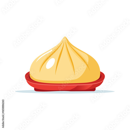 Asian Dumpling on Plate Delicious Steamed Food Dim Sum Restaurant Cuisine