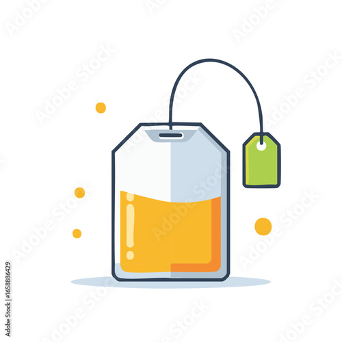 Iconic tea bag, hot drink preparation, infusion in a pouch, herbal refreshment concept, healthy lifestyle