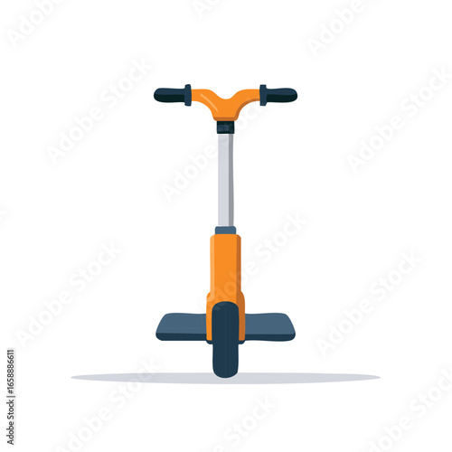 Orange and gray kick scooter, simple vector illustration for recreational activities and urban transportation