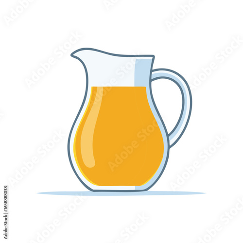 Cartoon style pitcher filled with orange juice isolated illustration design