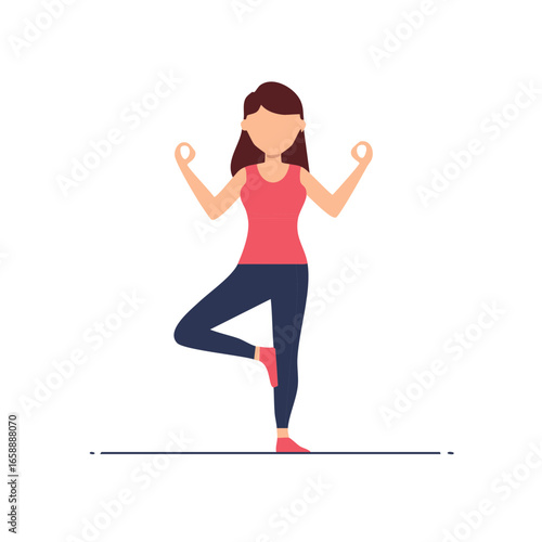 Woman in Tree Pose Practicing Yoga for Wellness and Flexibility in Health and Fitness Lifestyle