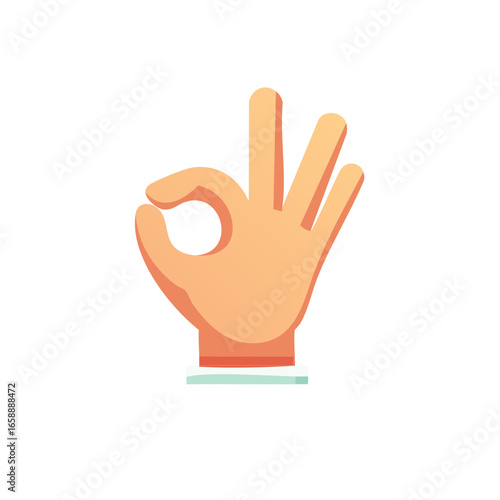Hand Gesture OK Symbol Acceptance Approval Agreement Concept Art Cartoon
