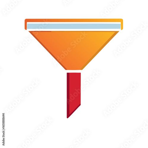 Orange funnel illustration for liquid and materials transfer process
